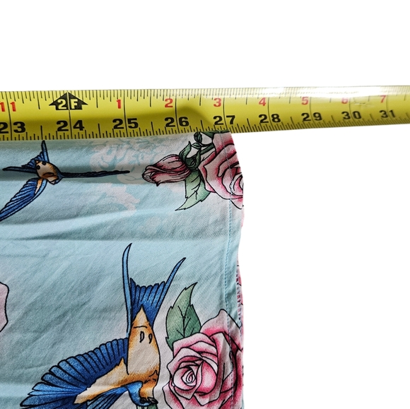 Hell Bunny Vixen Retro A-Line Bird Floral Lacey Skirt 50's - Picture 6 of 7